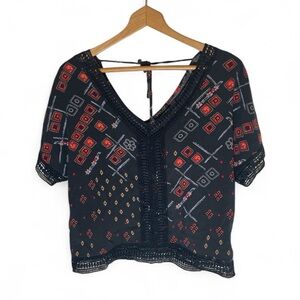 E2- Tribal navy blue printed shirt fylo medium med m